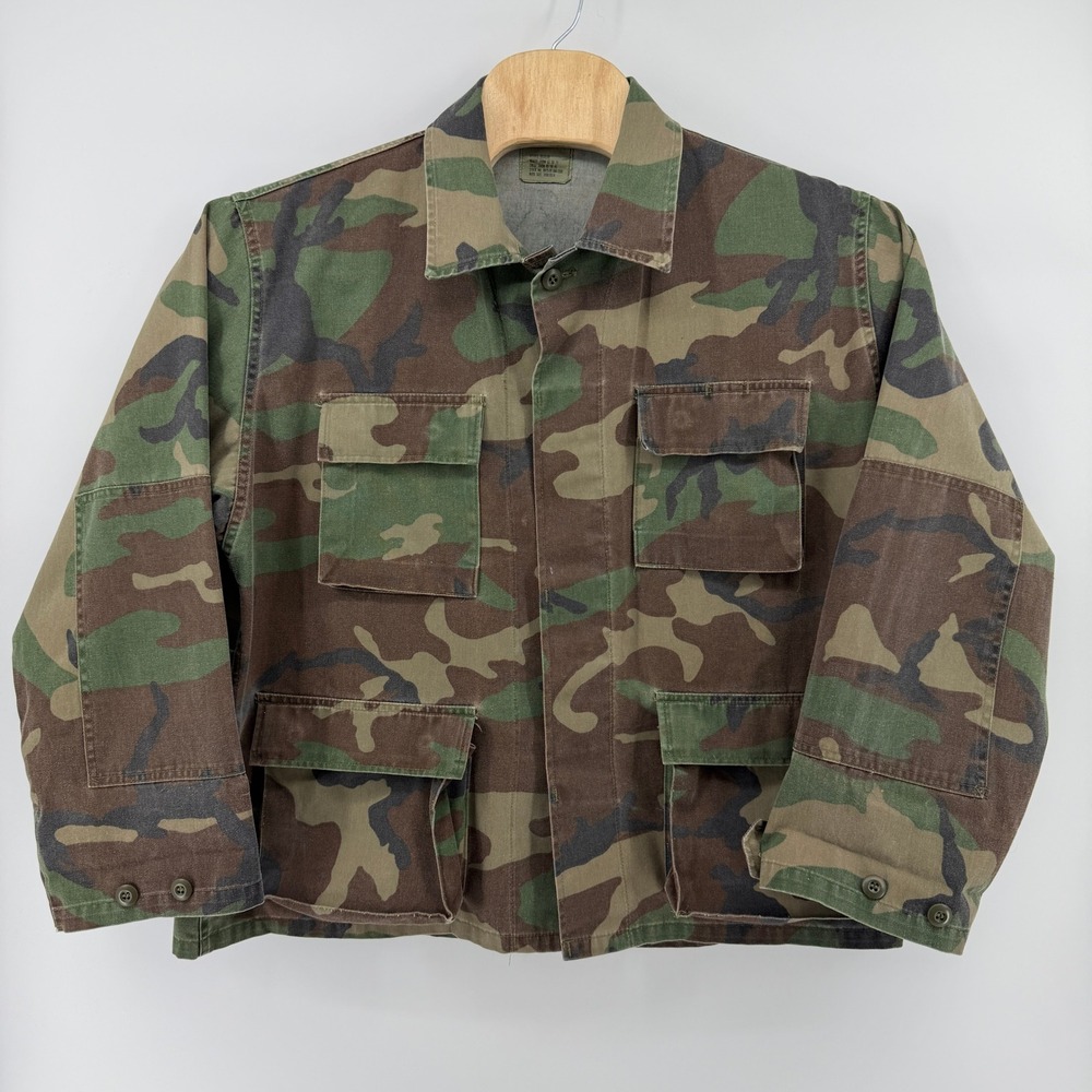 Military BDU Field Jacket Mens XL Regular Green Woodland Camo Utility Cargo Army - Picture 2 of 13